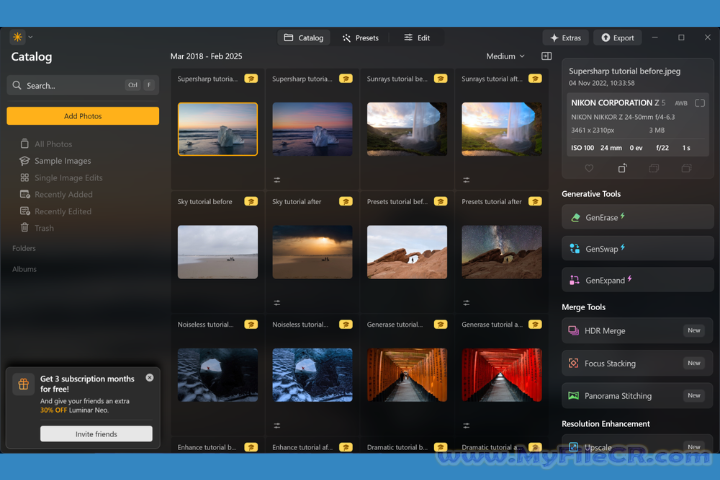 Luminar Neo 2025 v1.24.0.14794 For PC Luminar Neo 2025 AI Photo Editor Interface Screenshot